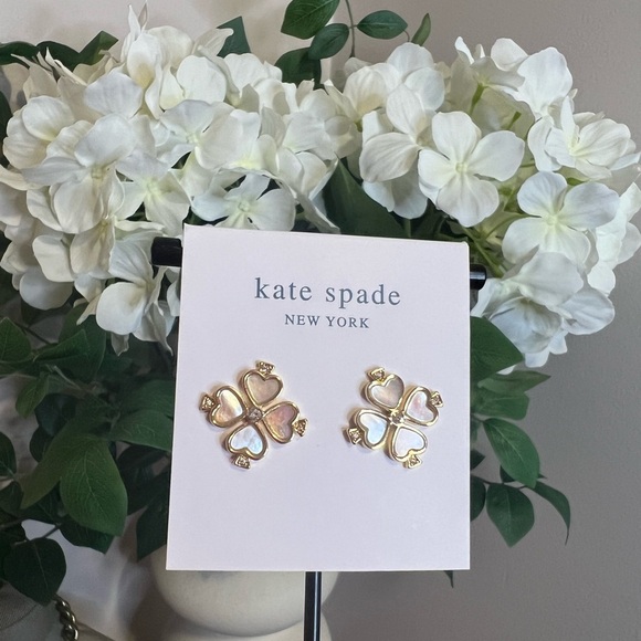 KATE SPADE • MOTHER OF PEARL CLOVER • STUD EARRINGS - Picture 5 of 5